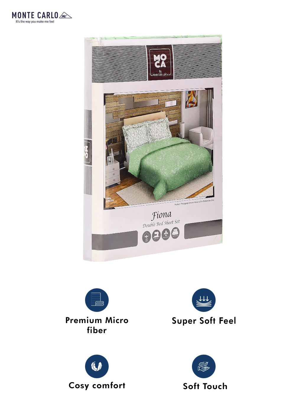 MOCA by Monte Carlo 104 TC Cotton Double Bedsheet with 2 Pillow Covers