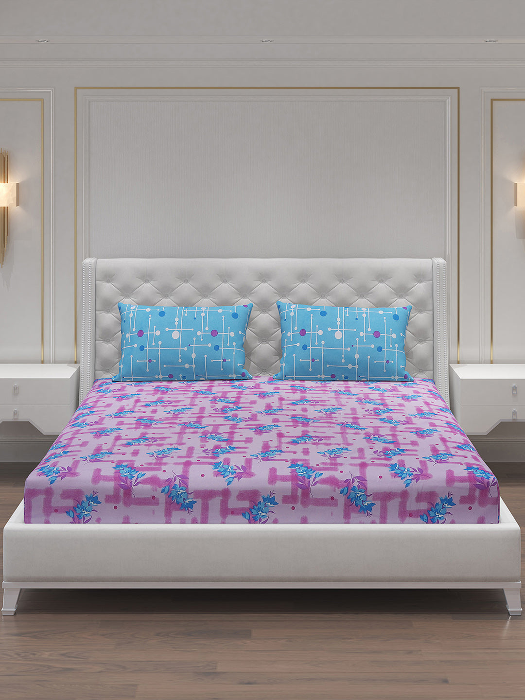 MOCA by Monte Carlo 104 TC Cotton Double Bedsheet with 2 Pillow Covers