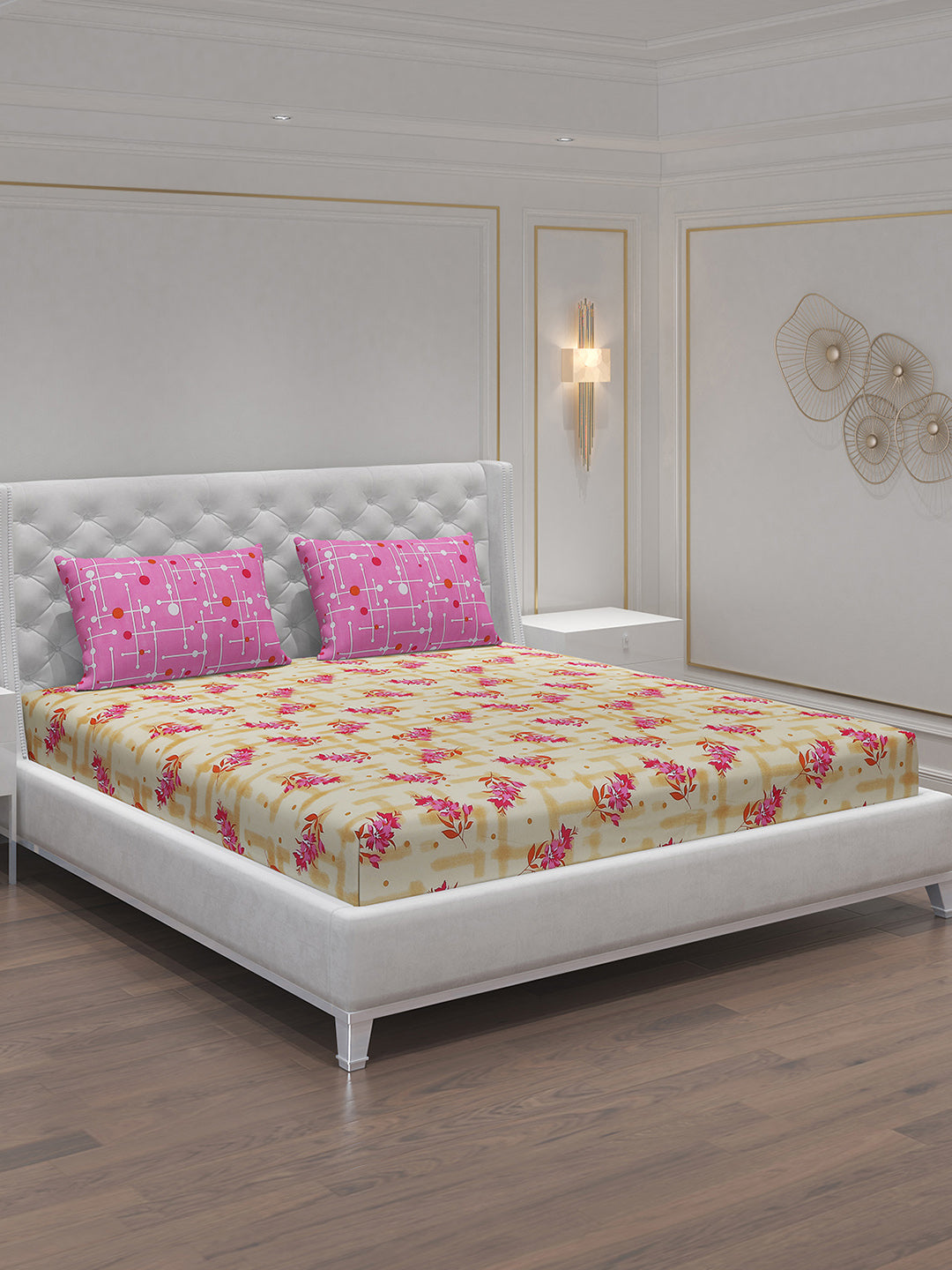 MOCA by Monte Carlo 104 TC Cotton Double Bedsheet with 2 Pillow Covers