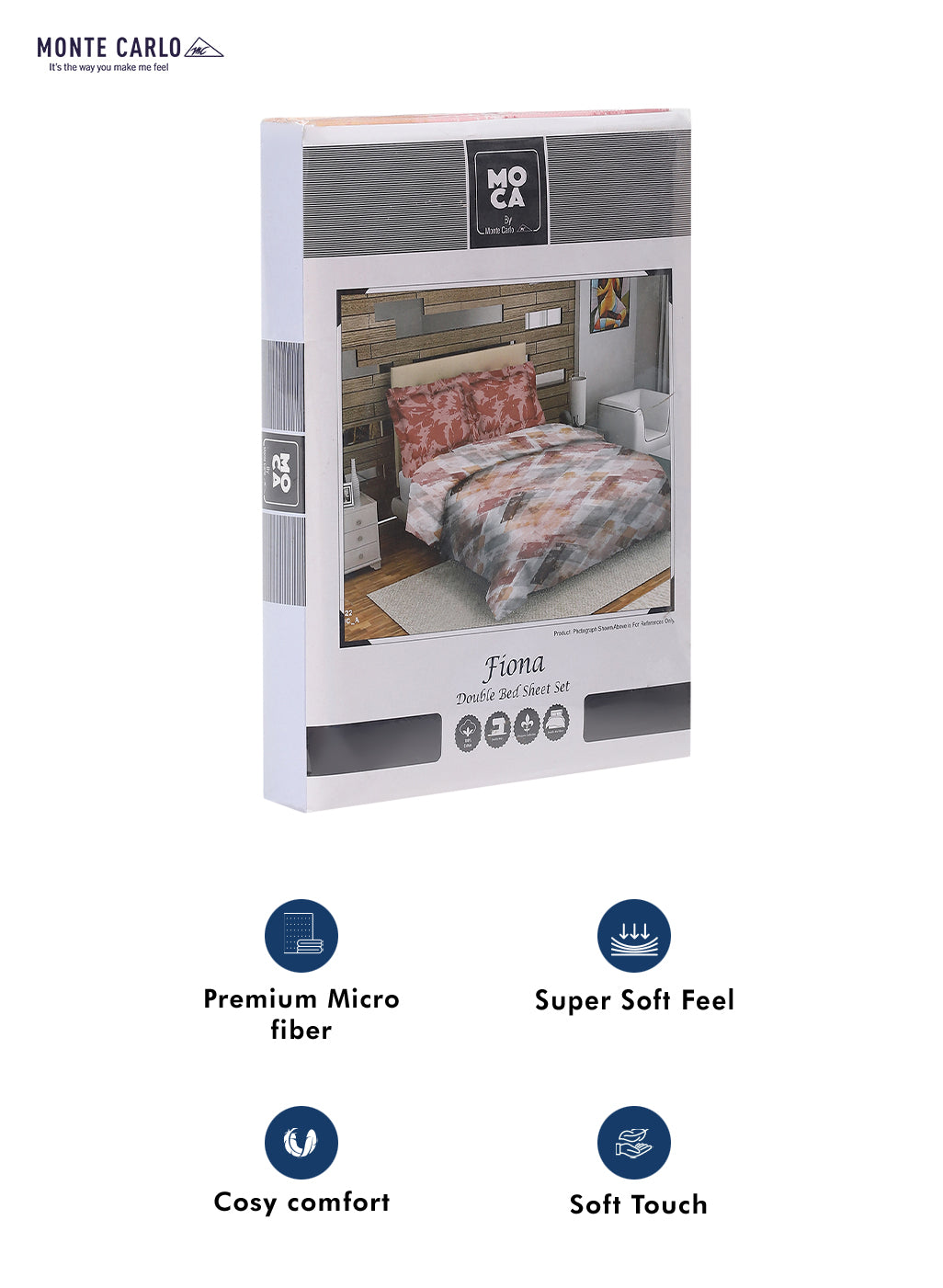 MOCA by Monte Carlo 104 TC Cotton Double Bedsheet with 2 Pillow Covers