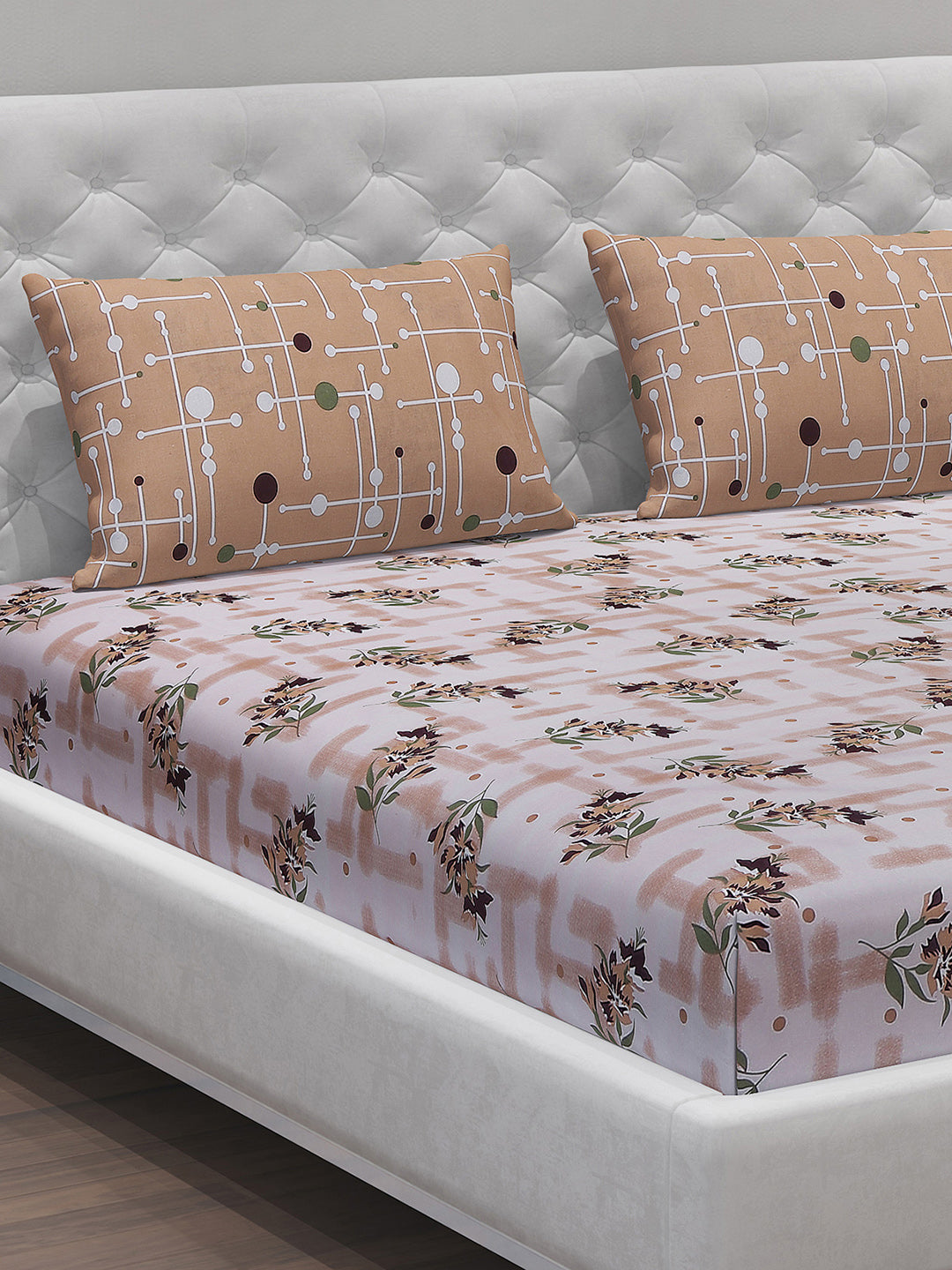 MOCA by Monte Carlo 104 TC Cotton Double Bedsheet with 2 Pillow Covers