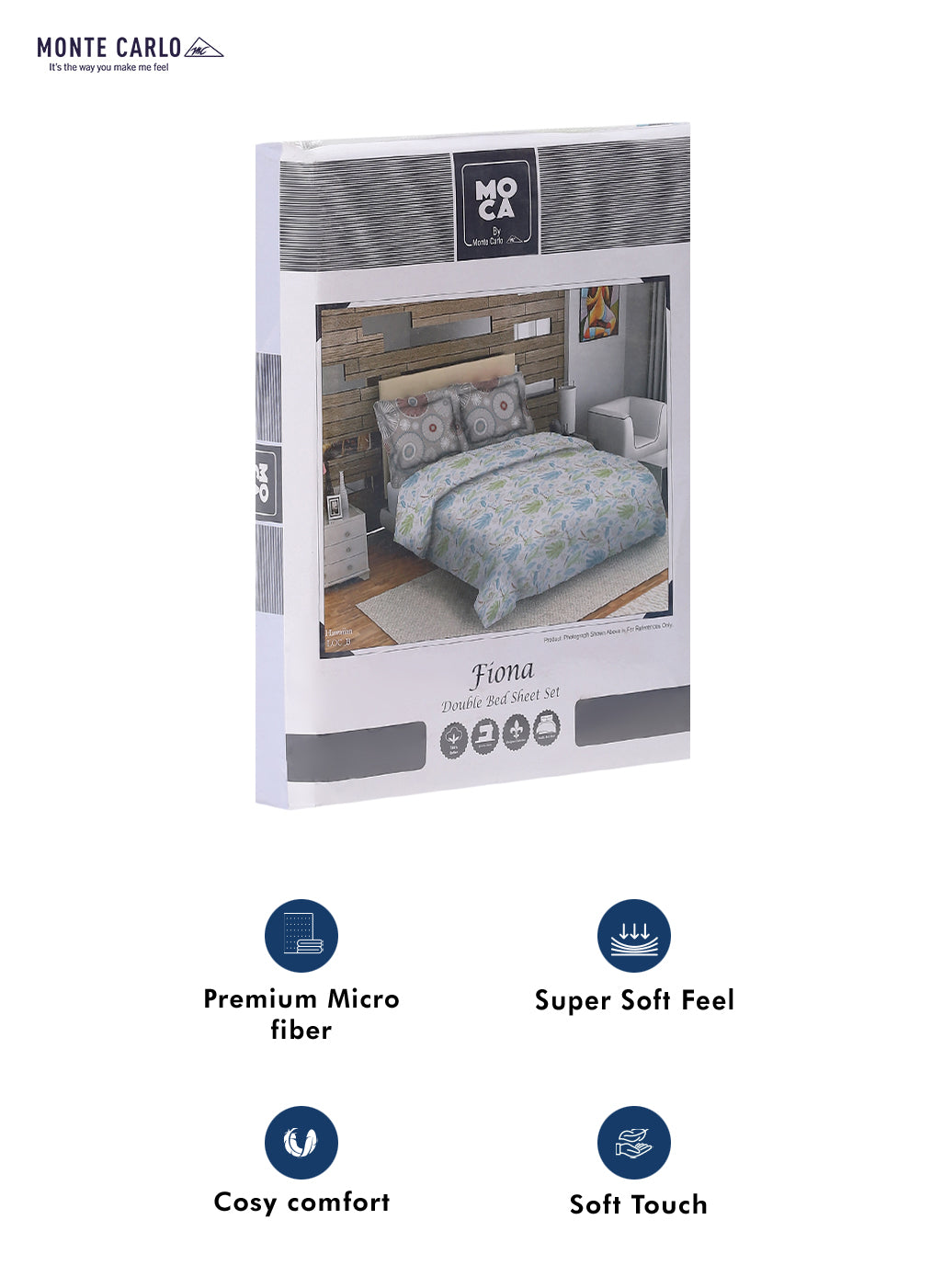 MOCA by Monte Carlo 104 GSM Cotton Double Bedsheet With 2 Pillow Covers