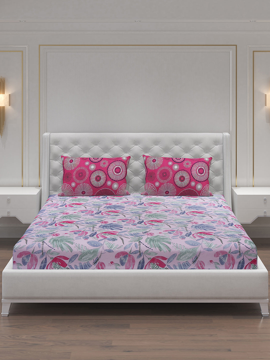 MOCA by Monte Carlo 104 GSM Cotton Double Bedsheet With 2 Pillow Covers