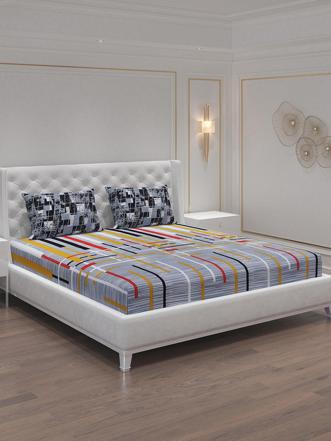 MOCA by Monte Carlo 104 GSM Cotton Double Bedsheet With 2 Pillow Covers