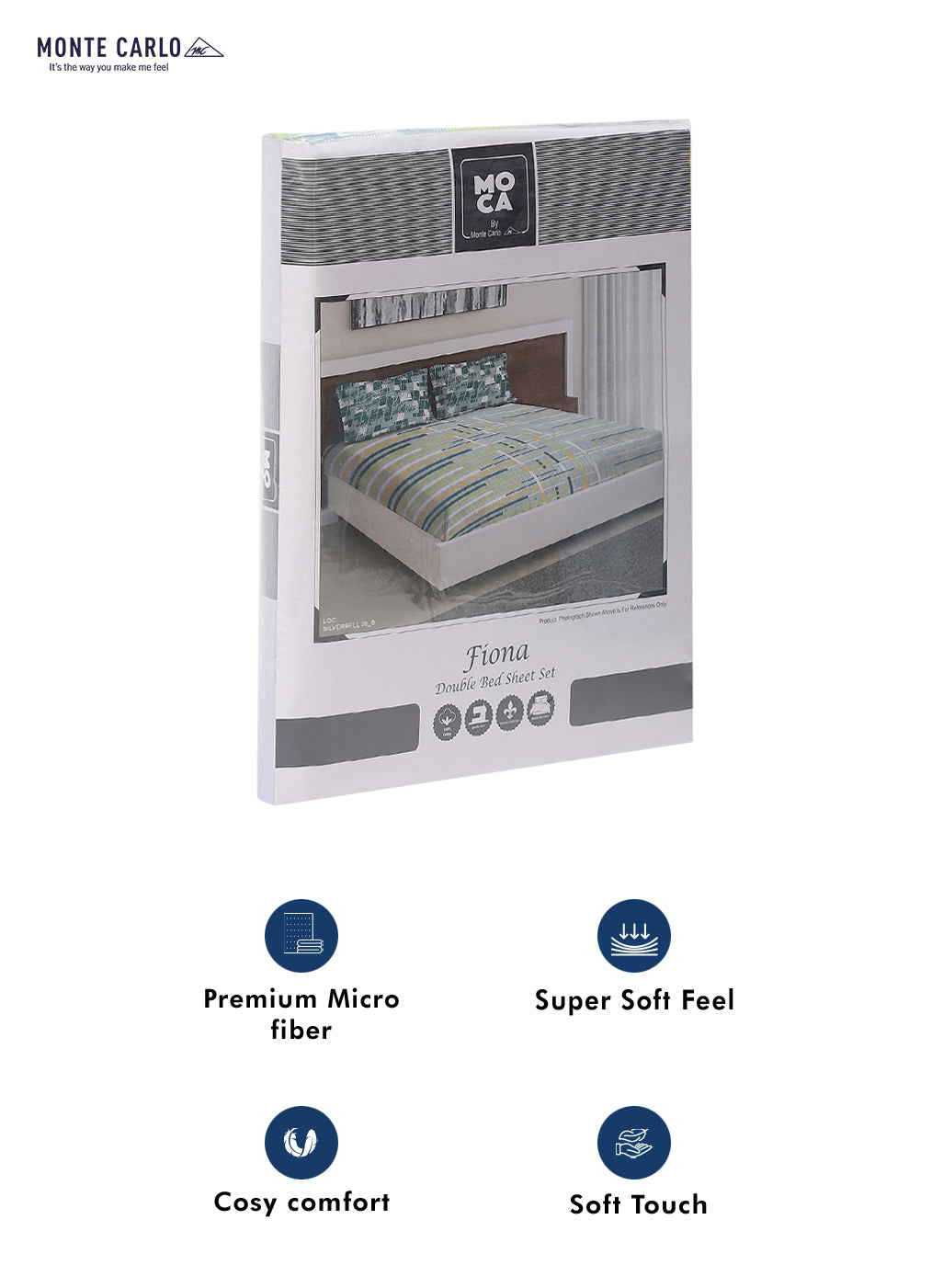 MOCA by Monte Carlo 104 GSM Cotton Double Bedsheet With 2 Pillow Covers