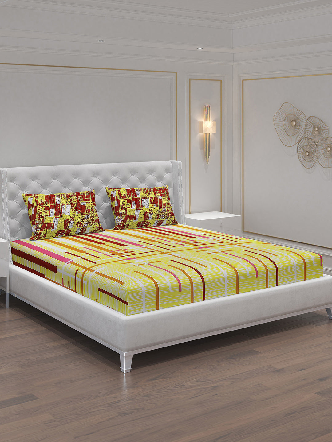 MOCA by Monte Carlo 104 GSM Cotton Double Bedsheet With 2 Pillow Covers