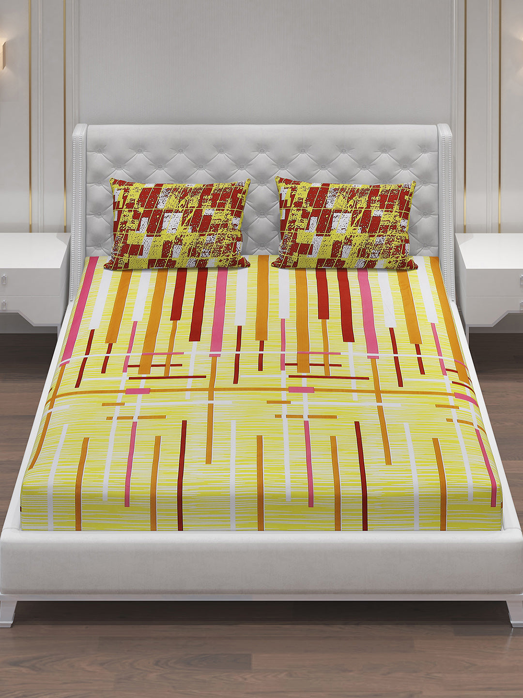 MOCA by Monte Carlo 104 GSM Cotton Double Bedsheet With 2 Pillow Covers