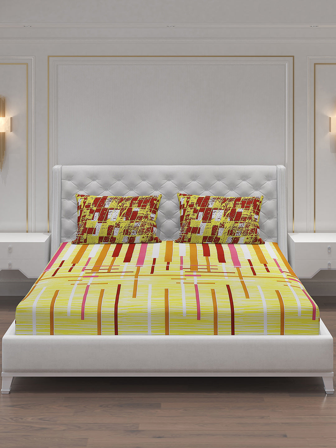 MOCA by Monte Carlo 104 GSM Cotton Double Bedsheet With 2 Pillow Covers