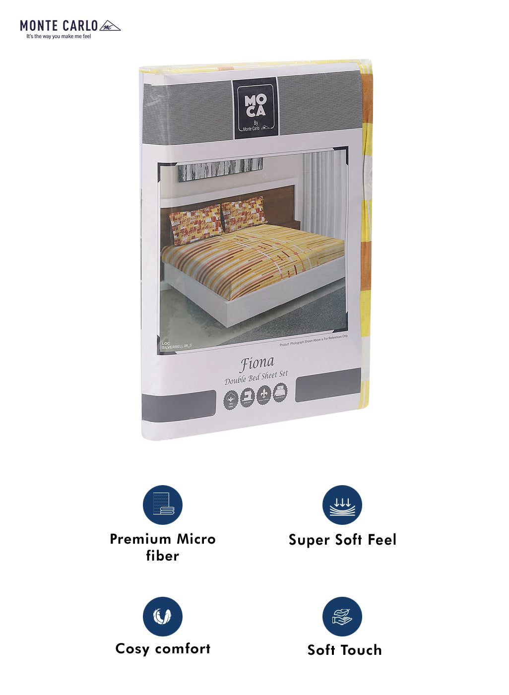 MOCA by Monte Carlo 104 GSM Cotton Double Bedsheet With 2 Pillow Covers