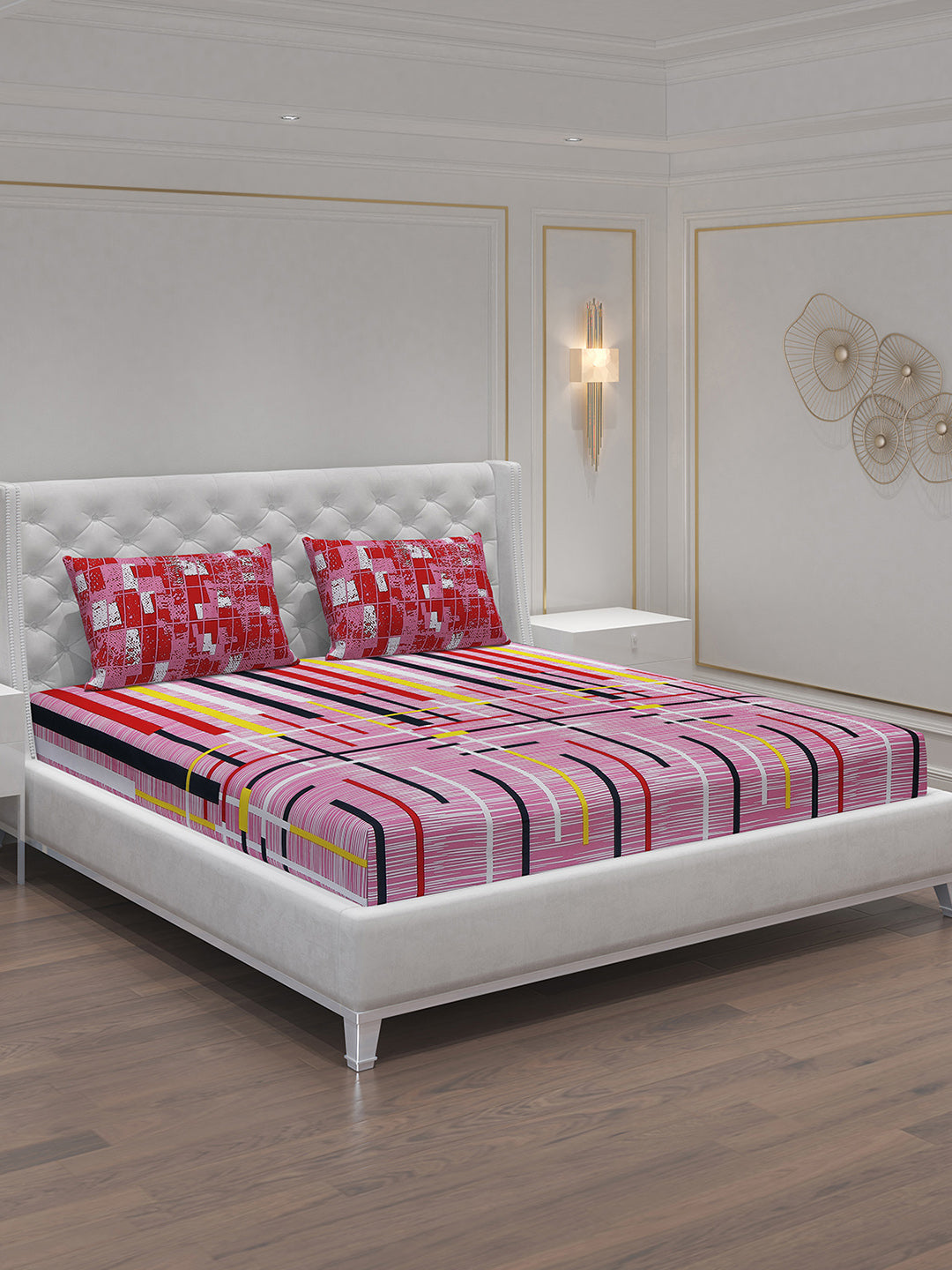 MOCA by Monte Carlo 104 GSM Cotton Double Bedsheet With 2 Pillow Covers