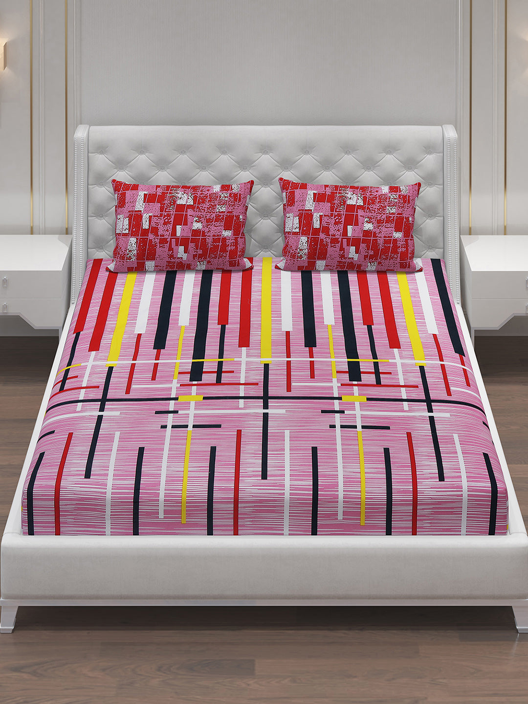 MOCA by Monte Carlo 104 GSM Cotton Double Bedsheet With 2 Pillow Covers