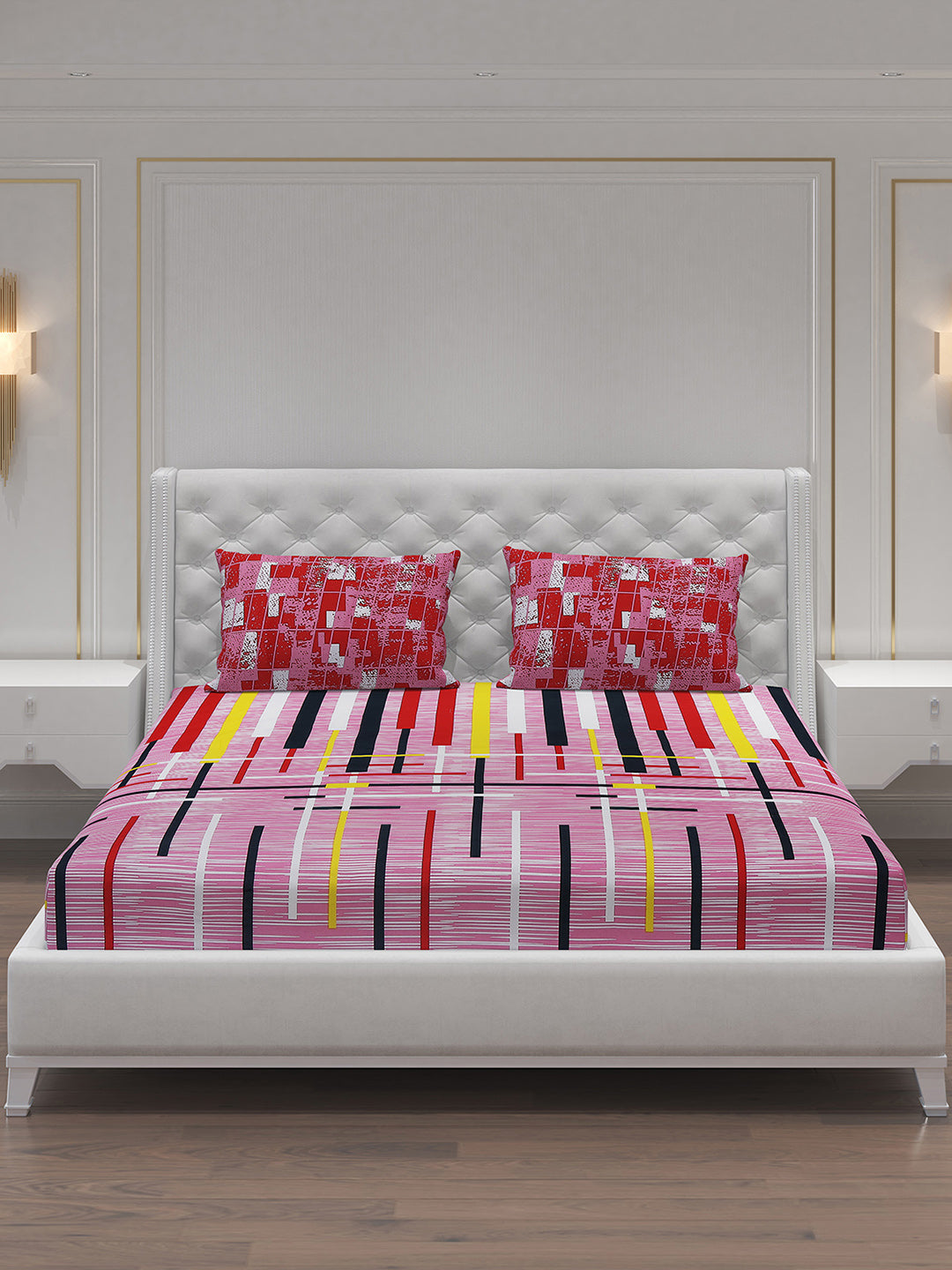 MOCA by Monte Carlo 104 GSM Cotton Double Bedsheet With 2 Pillow Covers