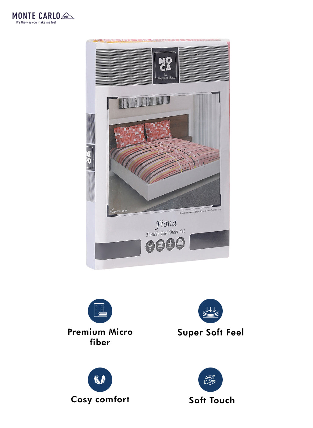 MOCA by Monte Carlo 104 GSM Cotton Double Bedsheet With 2 Pillow Covers