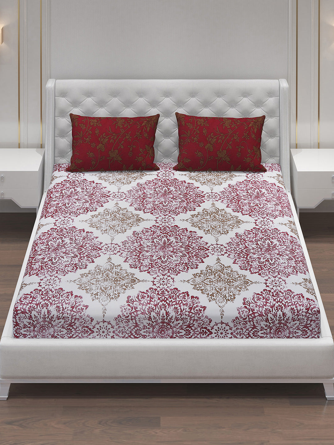 MOCA by Monte Carlo 104 GSM Cotton Double Bedsheet With 2 Pillow Covers