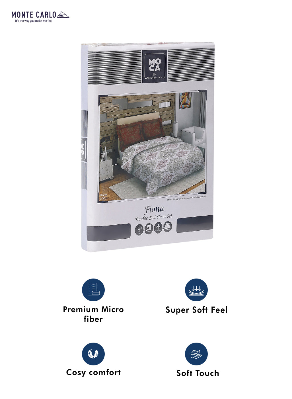 MOCA by Monte Carlo 104 GSM Cotton Double Bedsheet With 2 Pillow Covers