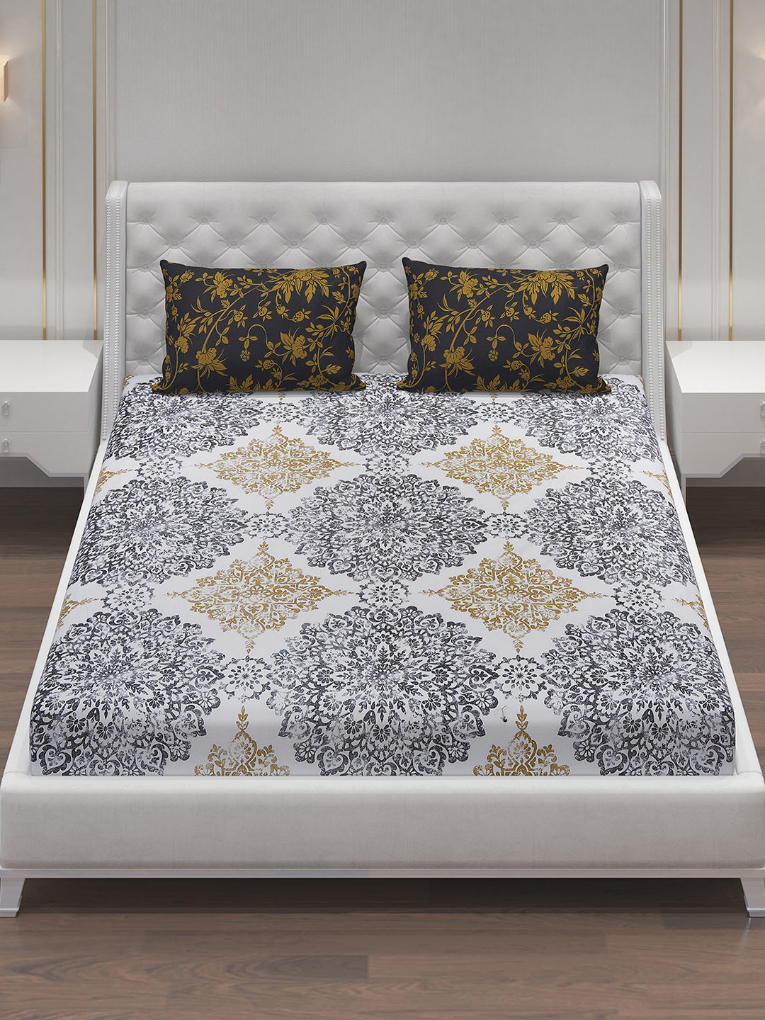 MOCA by Monte Carlo 104 GSM Cotton Double Bedsheet With 2 Pillow Covers