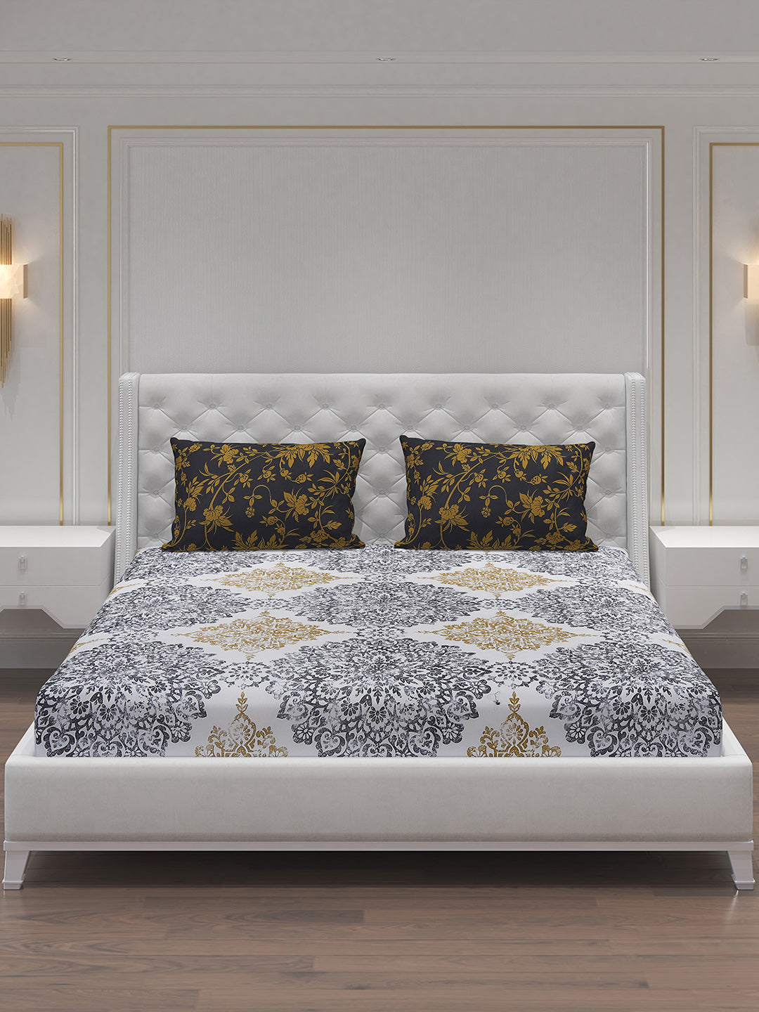 MOCA by Monte Carlo 104 GSM Cotton Double Bedsheet With 2 Pillow Covers