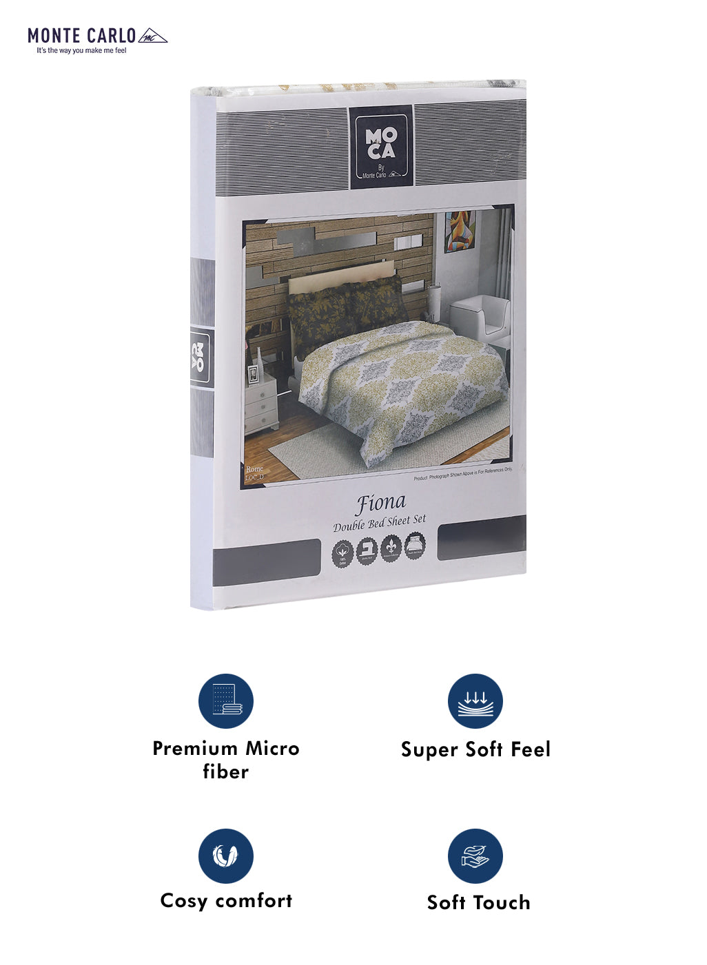 MOCA by Monte Carlo 104 GSM Cotton Double Bedsheet With 2 Pillow Covers