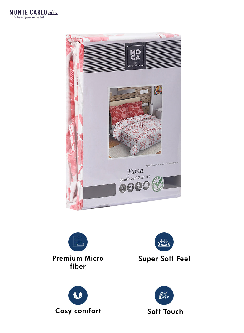 MOCA by Monte Carlo 104 GSM Cotton Double Bedsheet (2 Pcs Set)