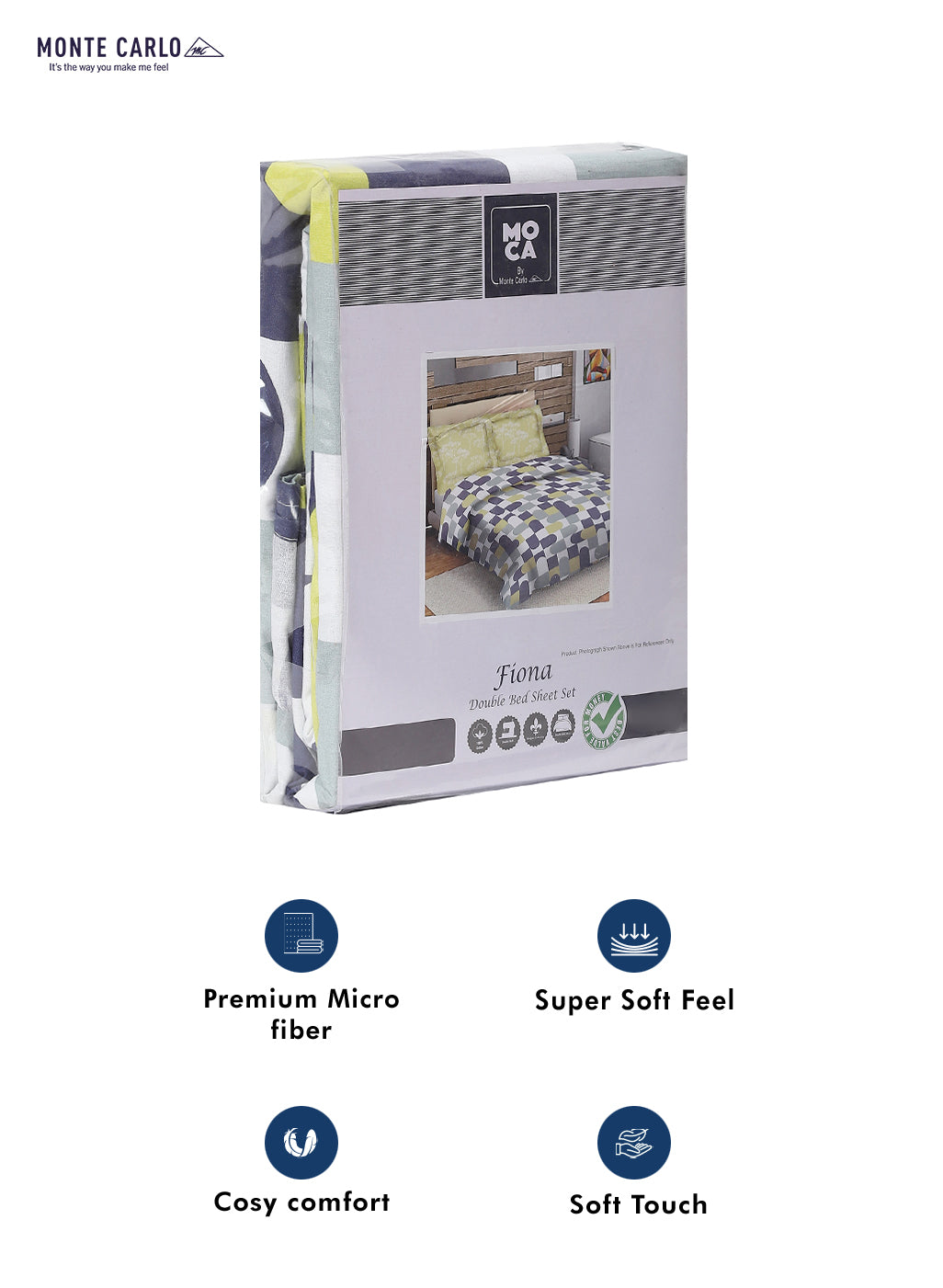 MOCA by Monte Carlo 104 GSM Cotton Double Bedsheet (2 Pcs Set)