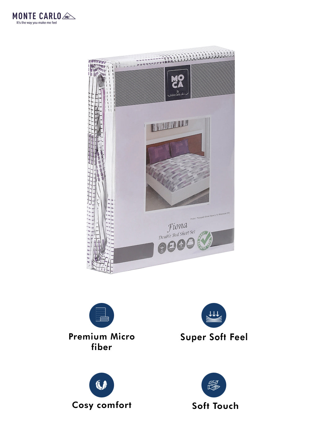 MOCA by Monte Carlo 104 GSM Cotton Double Bedsheet (2 Pcs Set)