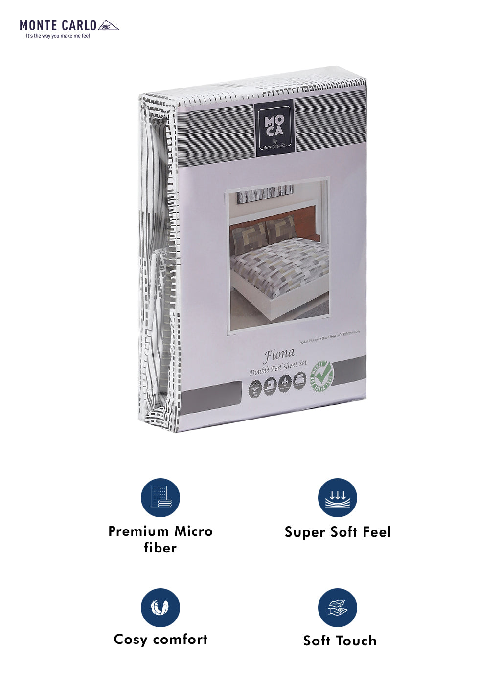 MOCA by Monte Carlo 104 GSM Cotton Double Bedsheet (2 Pcs Set)