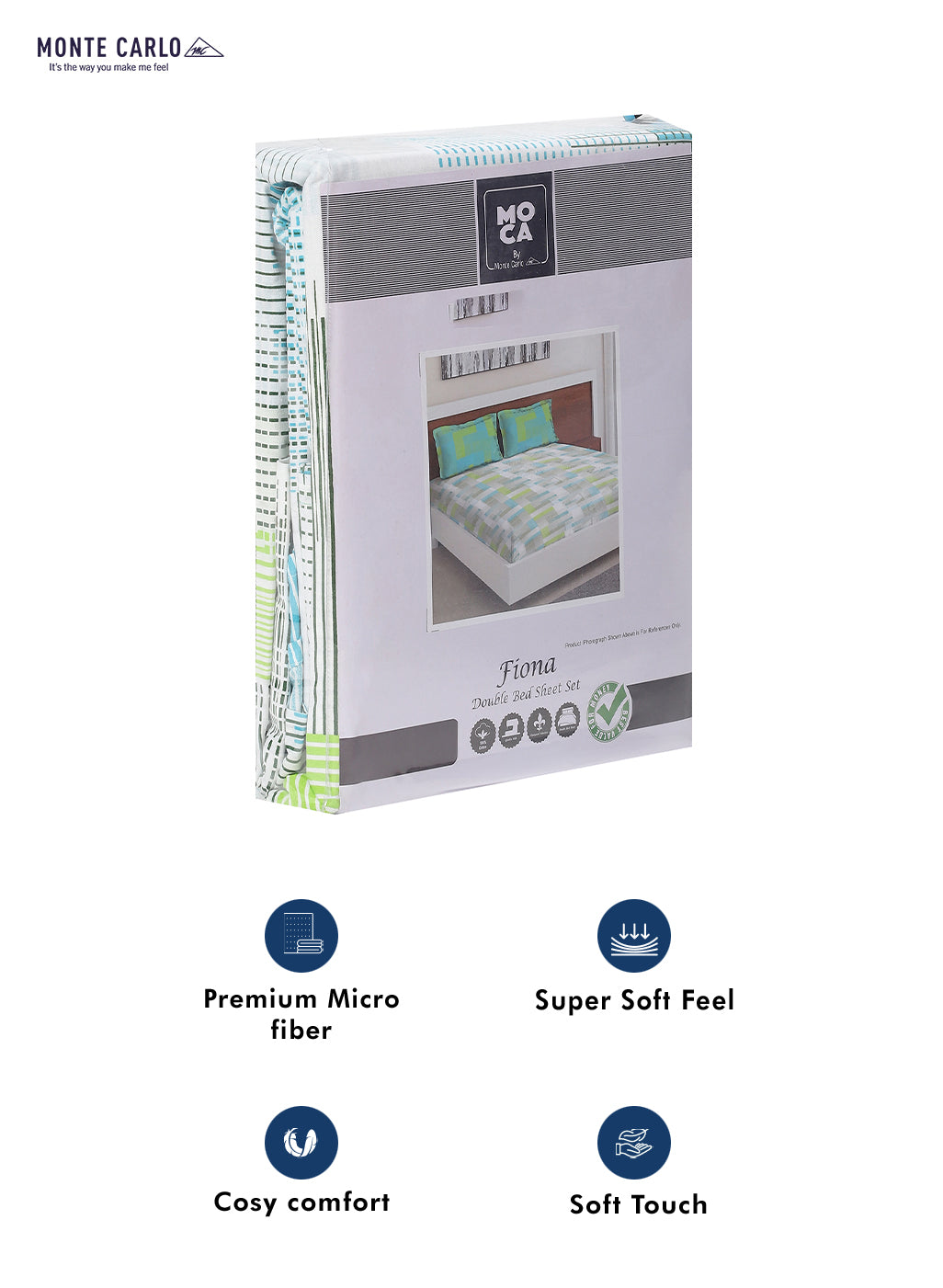 MOCA by Monte Carlo 104 GSM Cotton Double Bedsheet (2 Pcs Set)