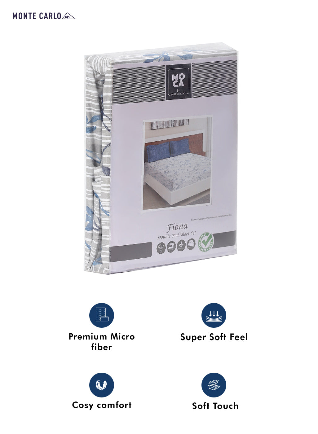 MOCA by Monte Carlo 104 GSM Cotton Double Bedsheet (2 Pcs Set)