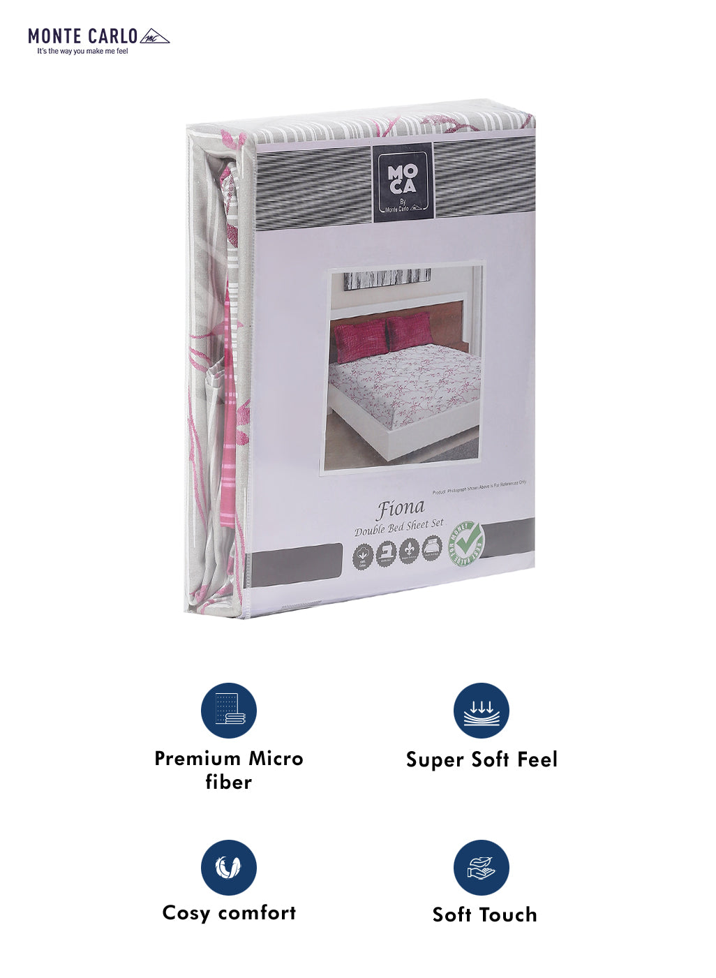 MOCA by Monte Carlo 104 GSM Cotton Double Bedsheet (2 Pcs Set)