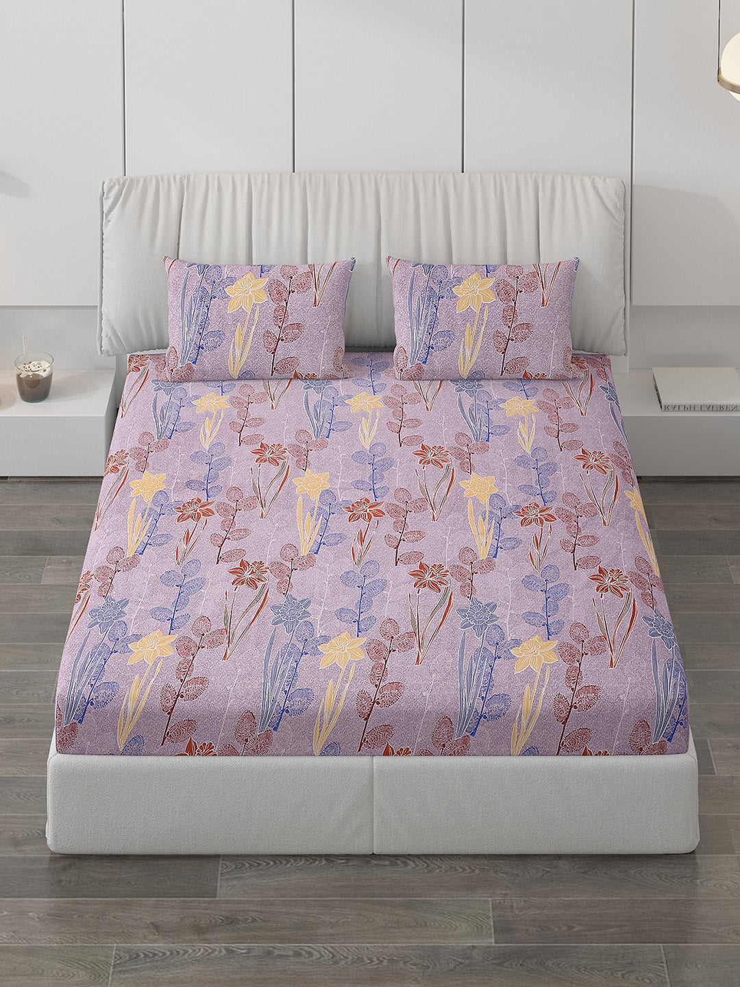 120 GSM Polyester Double Bed Bedsheet with 2 Pillow Covers - Updated - Updated