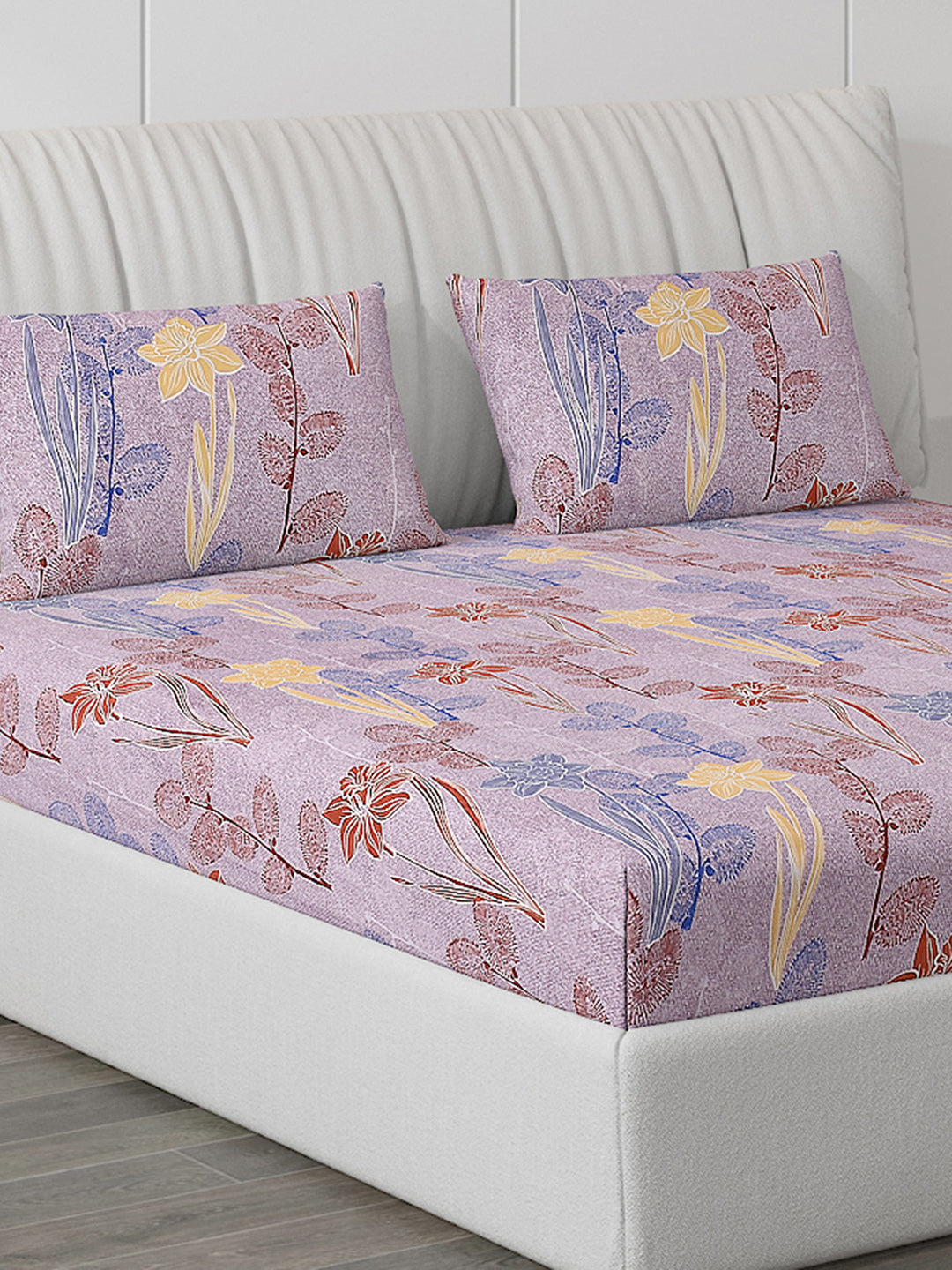 120 GSM Polyester Double Bed Bedsheet with 2 Pillow Covers - Updated - Updated
