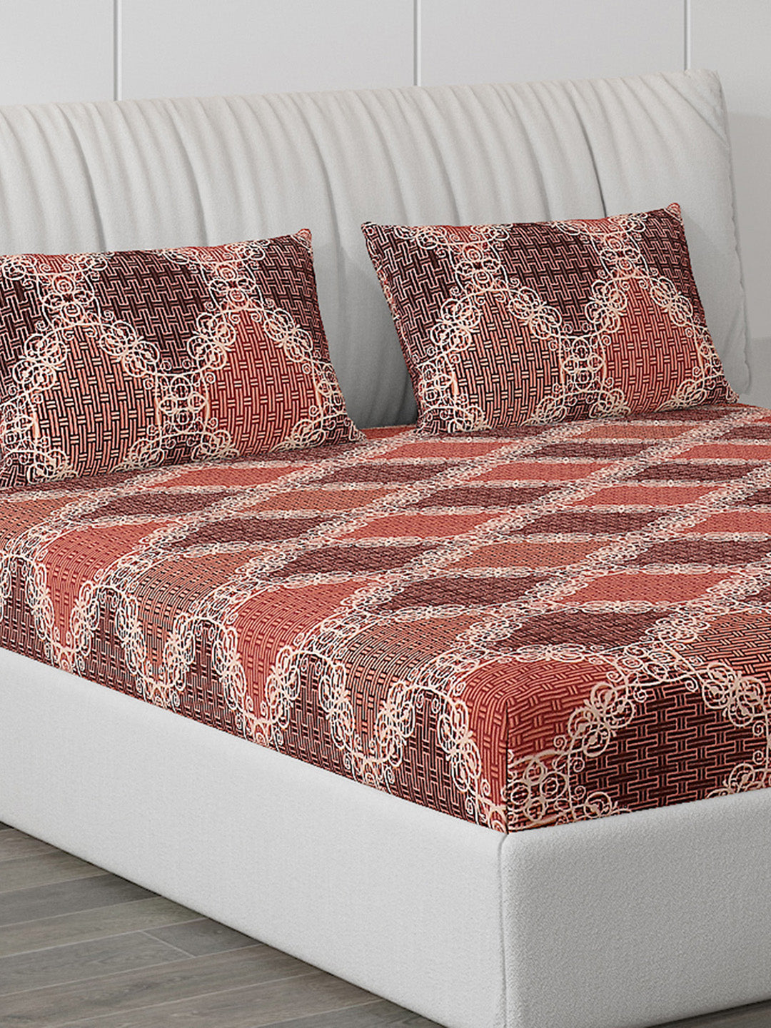 120 GSM Polyester Double Bed Bedsheet with 2 Pillow Covers - Updated - Updated