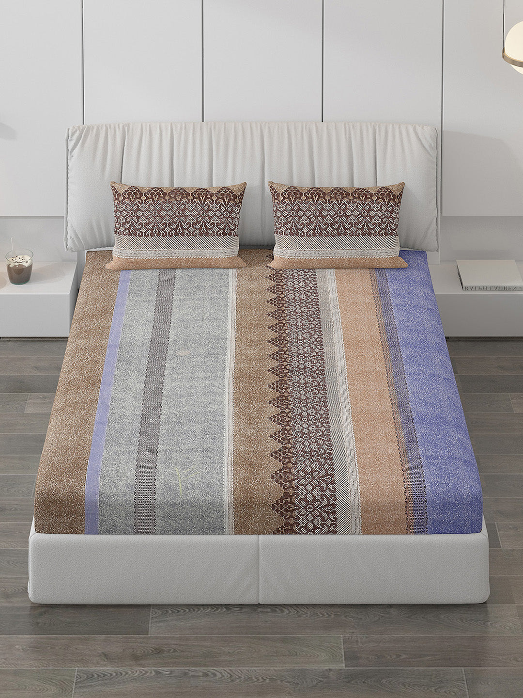 120 GSM Polyester Double Bed Bedsheet with 2 Pillow Covers - Updated - Updated