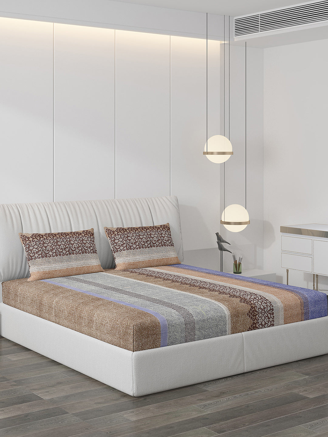 120 GSM Polyester Double Bed Bedsheet with 2 Pillow Covers - Updated - Updated