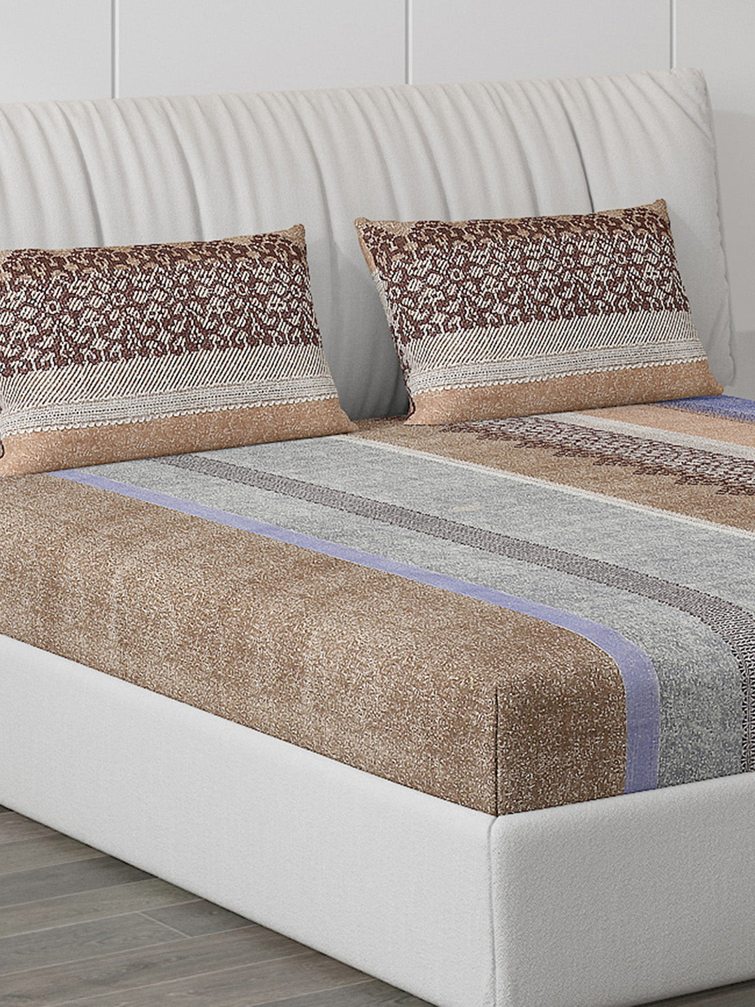 120 GSM Polyester Double Bed Bedsheet with 2 Pillow Covers - Updated - Updated