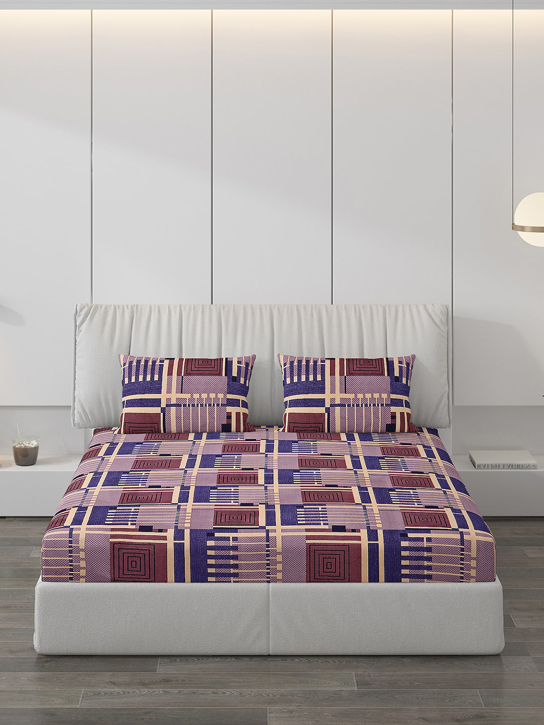 120 GSM Polyester Double Bed Bedsheet with 2 Pillow Covers - Updated - Updated