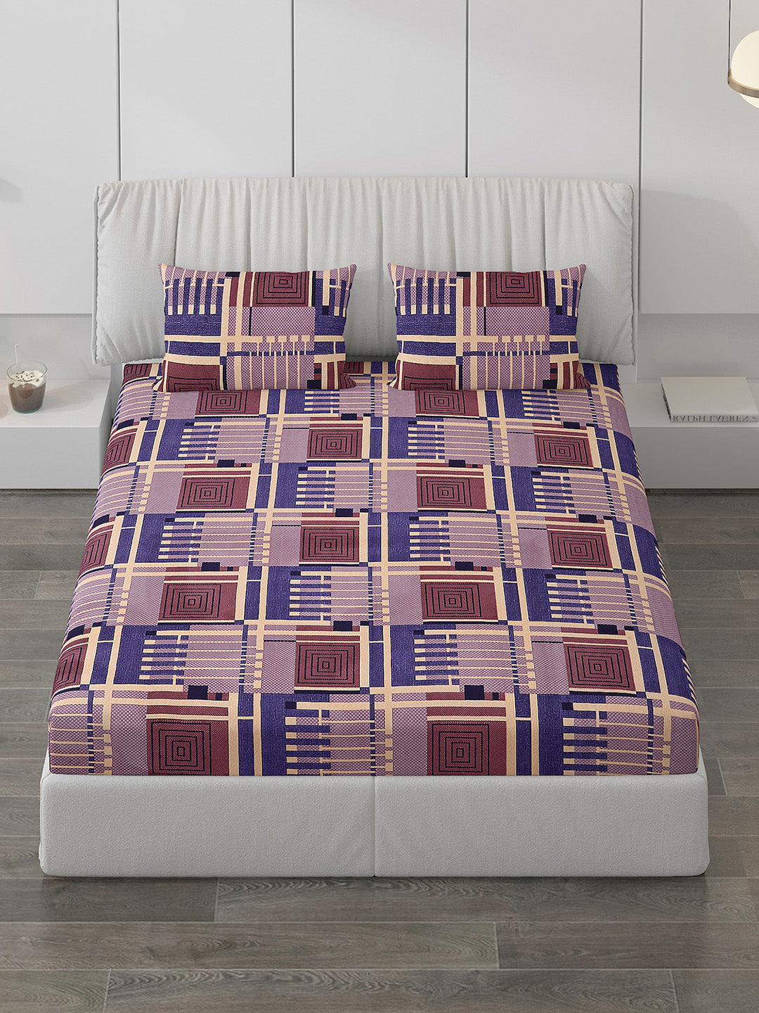 120 GSM Polyester Double Bed Bedsheet with 2 Pillow Covers - Updated - Updated