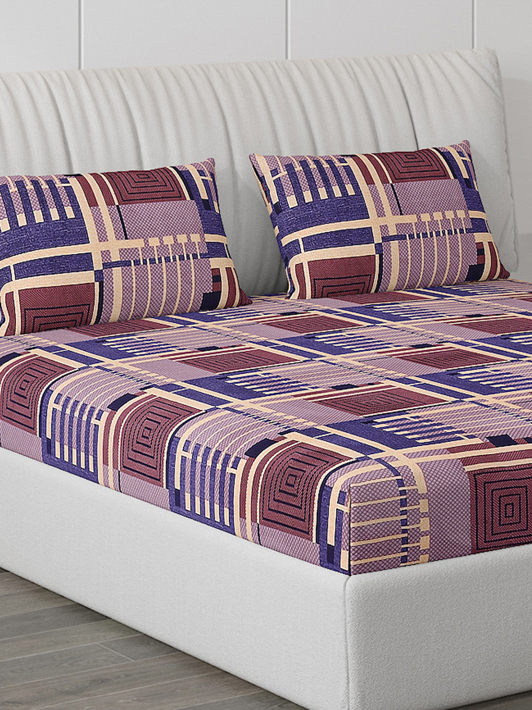 120 GSM Polyester Double Bed Bedsheet with 2 Pillow Covers - Updated - Updated