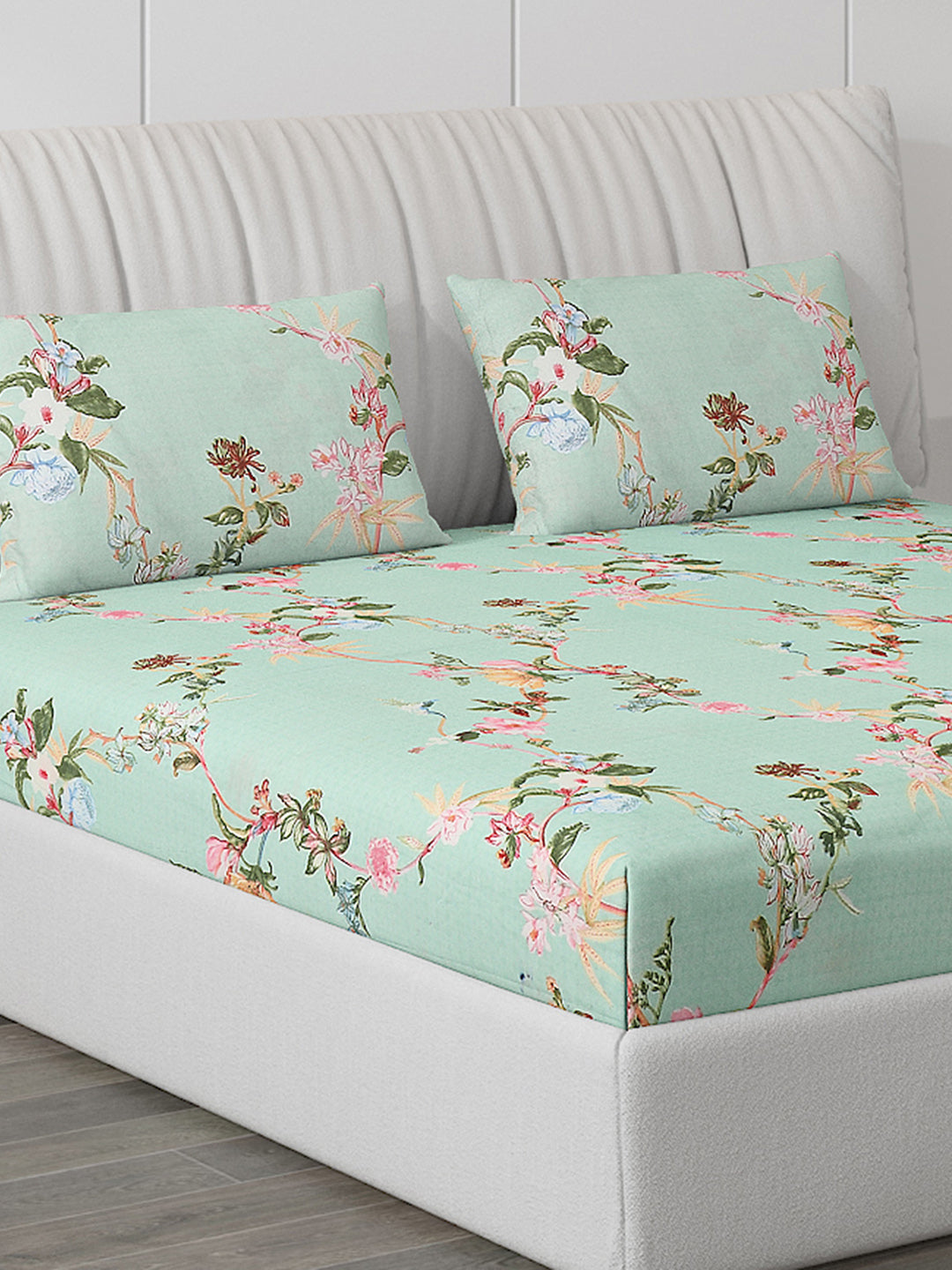 120 GSM Polyester Double Bed Bedsheet with 2 Pillow Covers - Updated - Updated