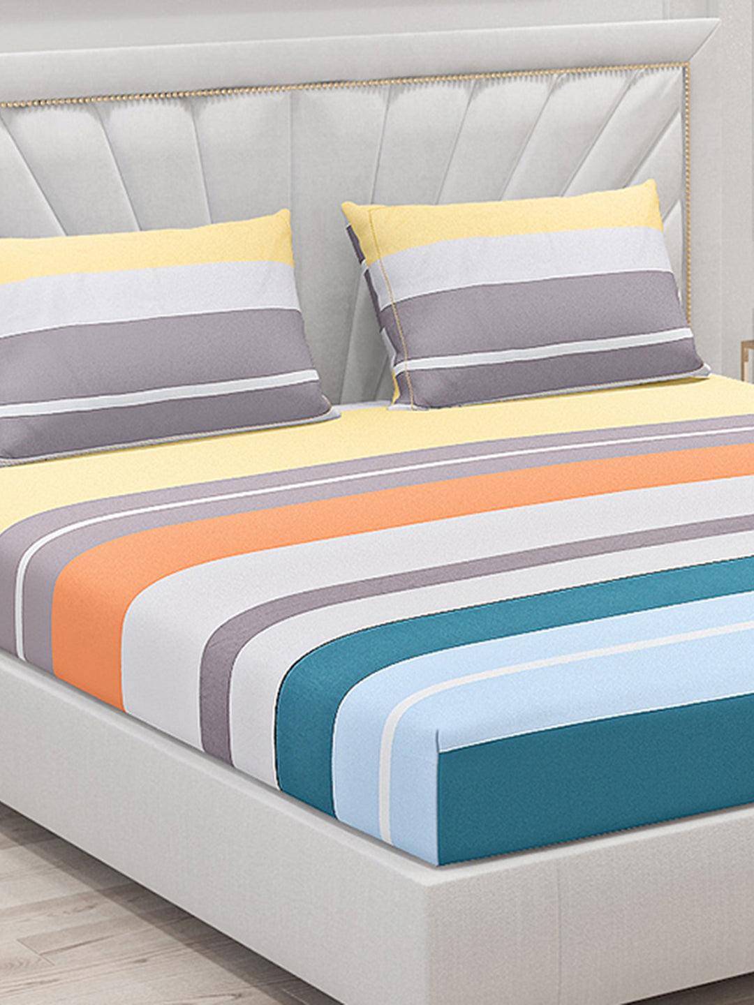 130 GSM Polyester Double Bed Bedsheet with 2 Pillow Covers