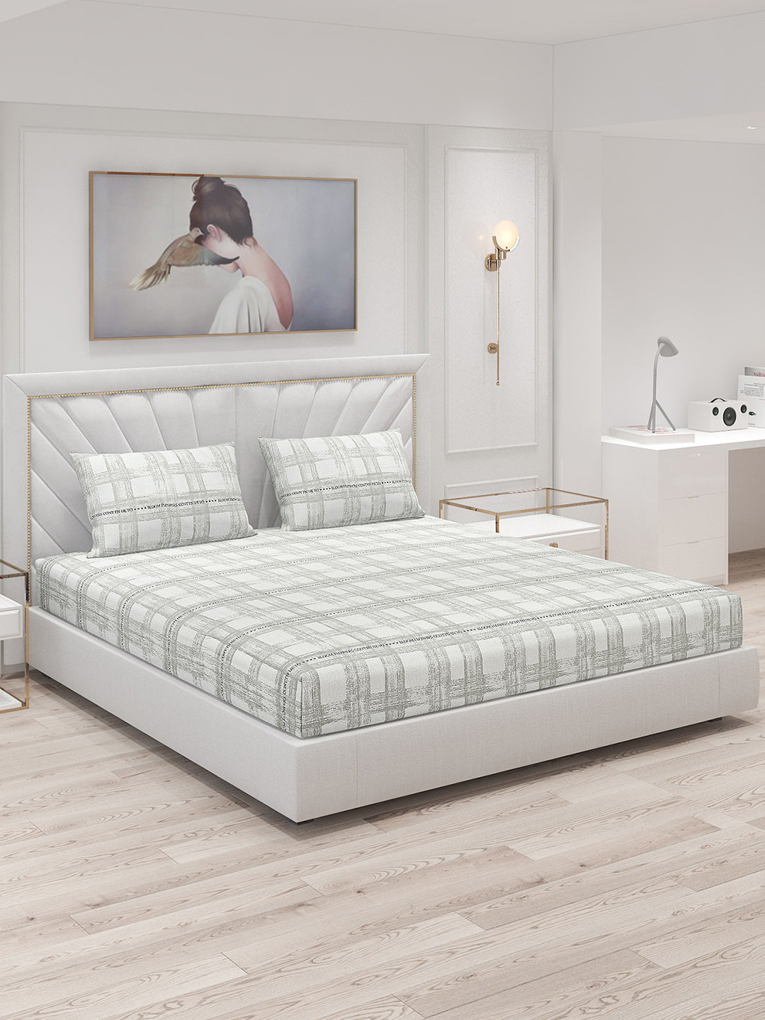 130 GSM Polyester Double Bed Bedsheet with 2 Pillow Covers