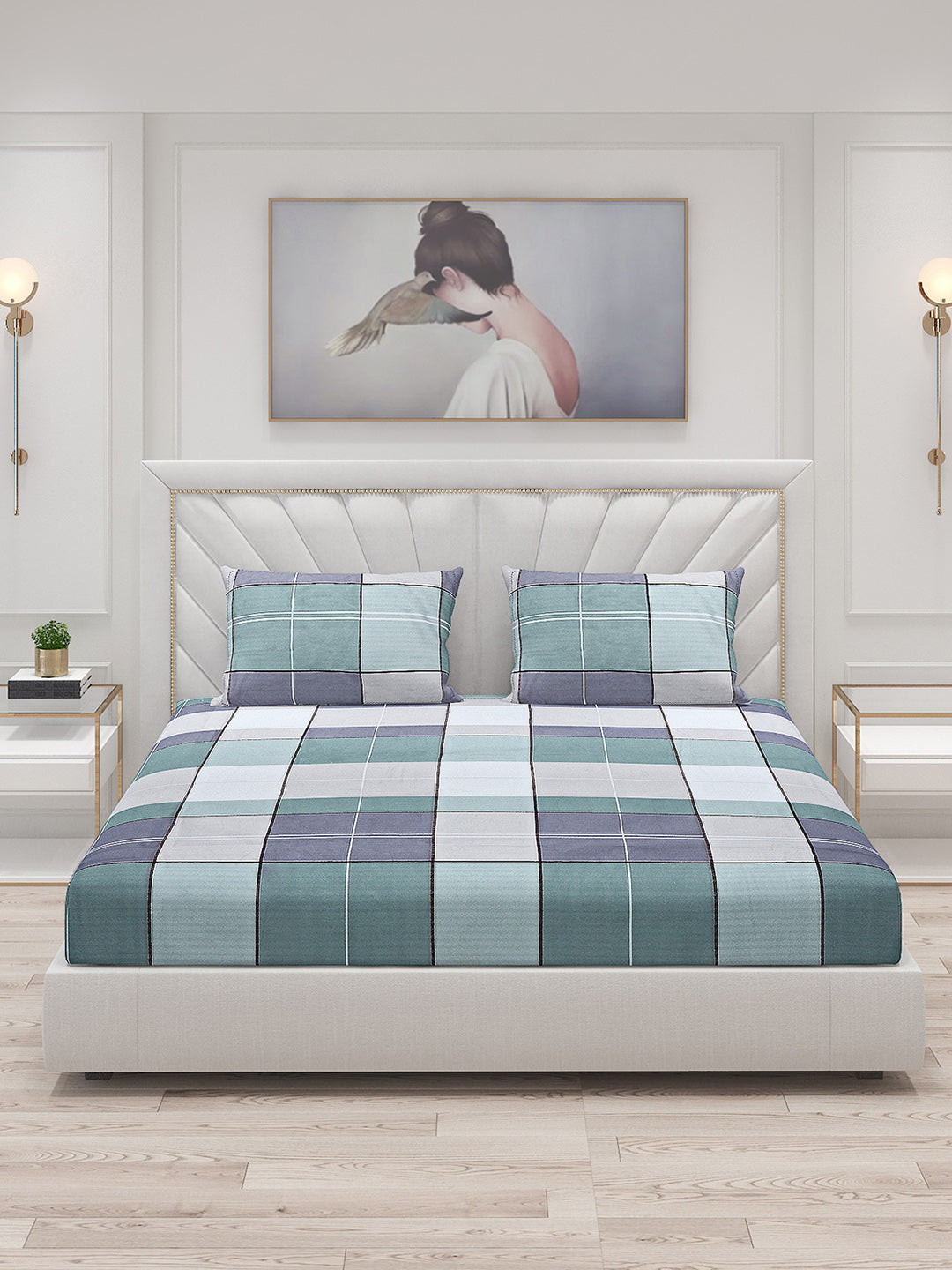 130 GSM Polyester Double Bed Bedsheet with 2 Pillow Covers