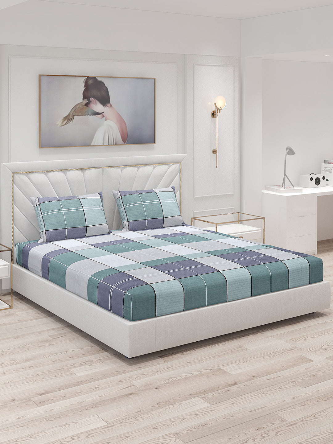 130 GSM Polyester Double Bed Bedsheet with 2 Pillow Covers