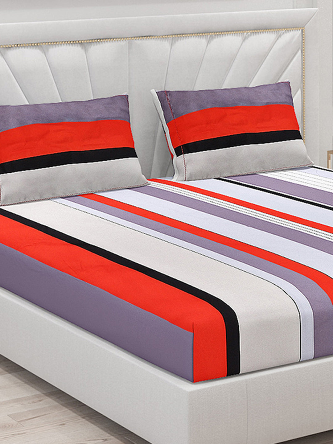 130 GSM Polyester Double Bed Bedsheet with 2 Pillow Covers