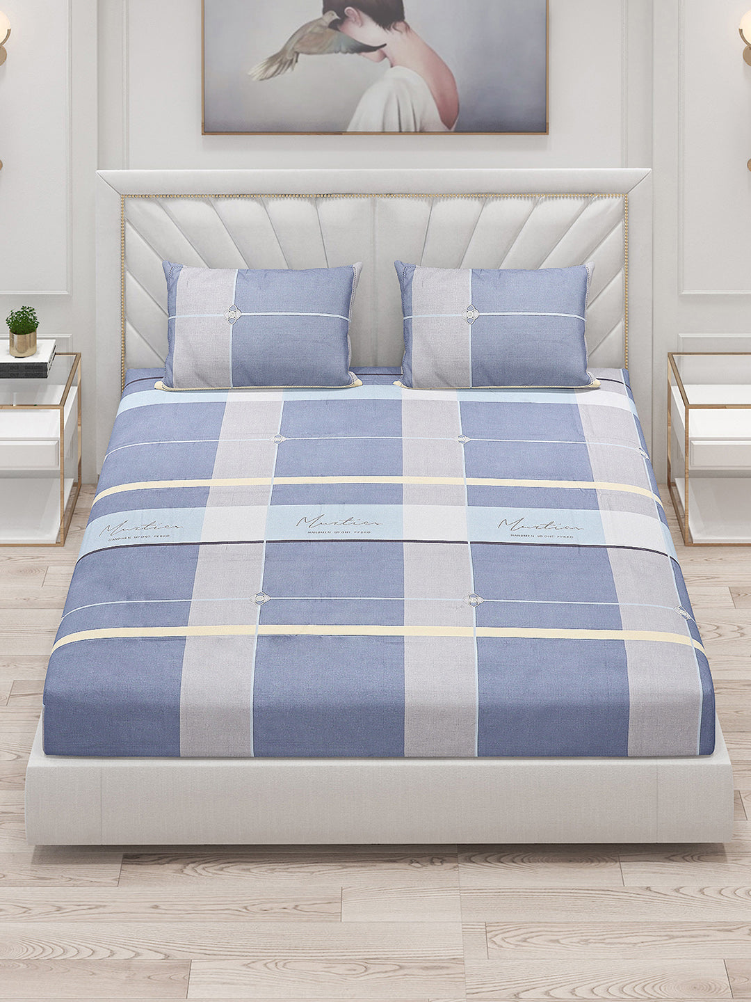 130 GSM Polyester Double Bed Bedsheet with 2 Pillow Covers