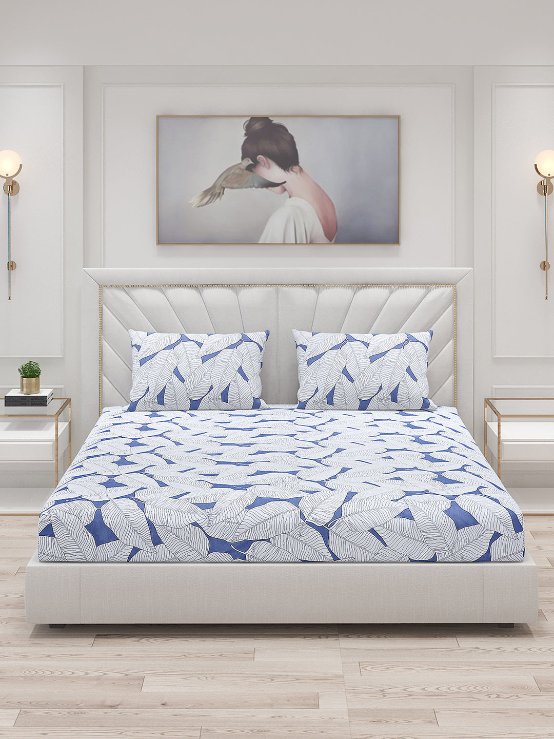 130 GSM Polyester Double Bed Bedsheet with 2 Pillow Covers