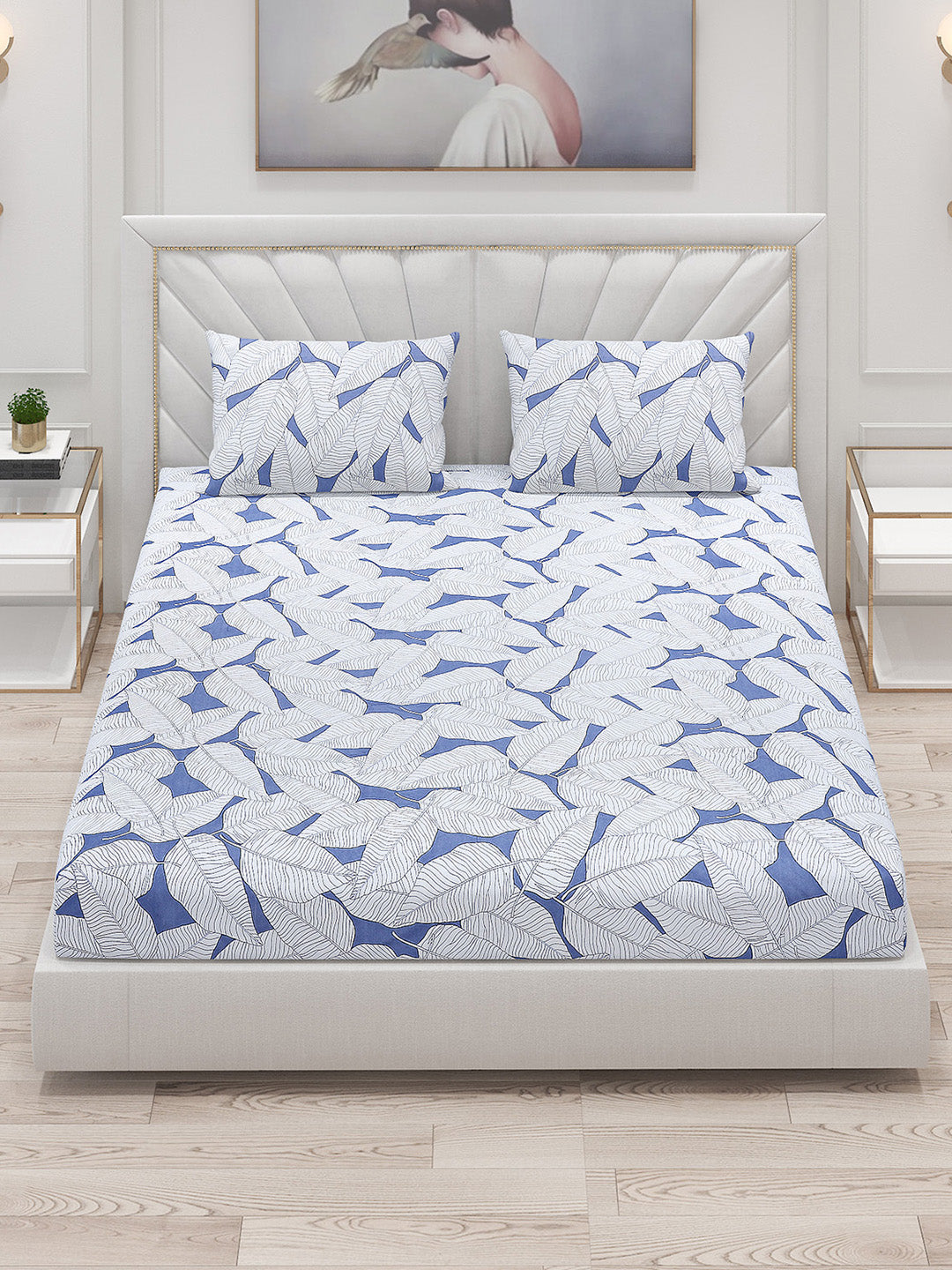 130 GSM Polyester Double Bed Bedsheet with 2 Pillow Covers