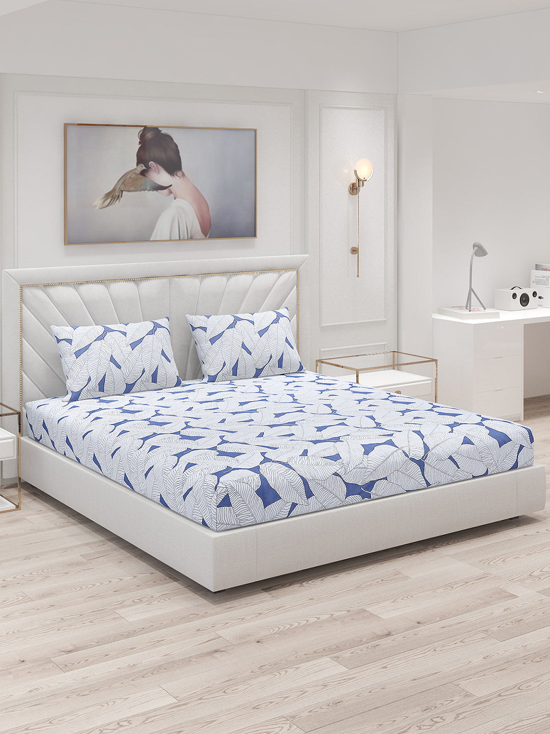 130 GSM Polyester Double Bed Bedsheet with 2 Pillow Covers