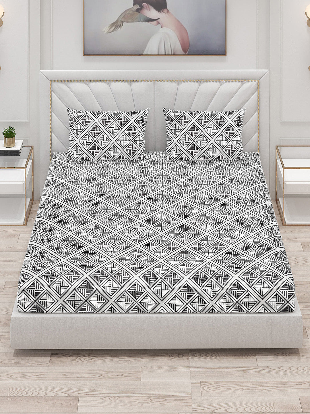 130 GSM Polyester Double Bed Bedsheet with 2 Pillow Covers