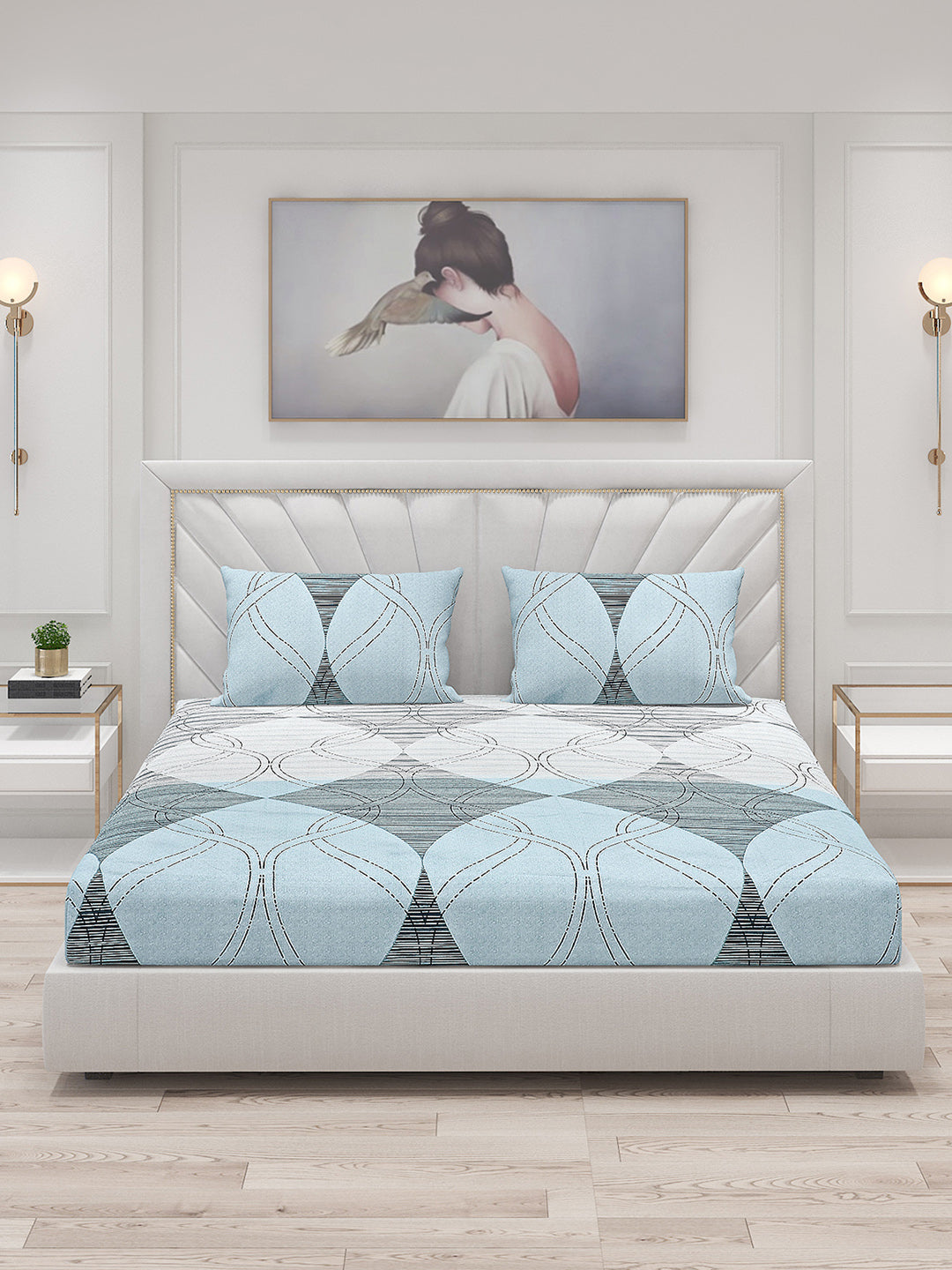 120 GSM Polyester Double Bed Bedsheet with 2 Pillow Covers - Updated - Updated